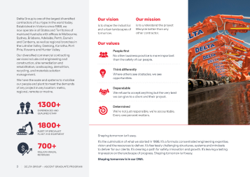Front cover of Delta Group graduate program informational booklet, designed by MOO Marketing & Design graphic designers in Melbourne
