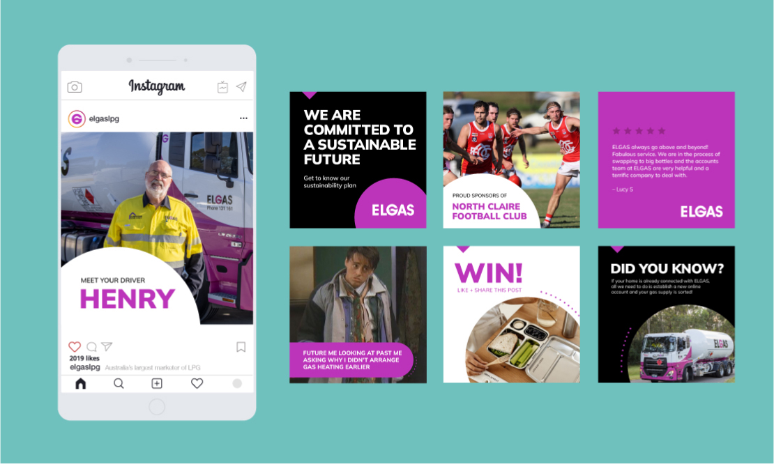 Elgas social media tiles designed by MOO Marketing graphic design studio in Melbourne