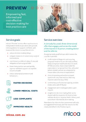Preview of mlcoa information sheet, designed by MOO Marketing & Design graphic design agency Melbourne