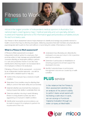 mlcoa Fitness To Work information sheet designed by MOO Marketing & Design graphic design agency in Melbourne
