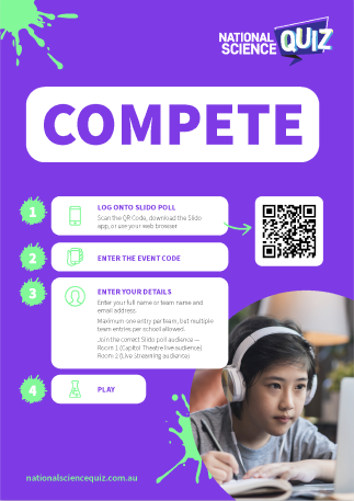 National Science Quiz signup document with instructions designed by MOO Marketing & Design's graphic design team in Melbourne