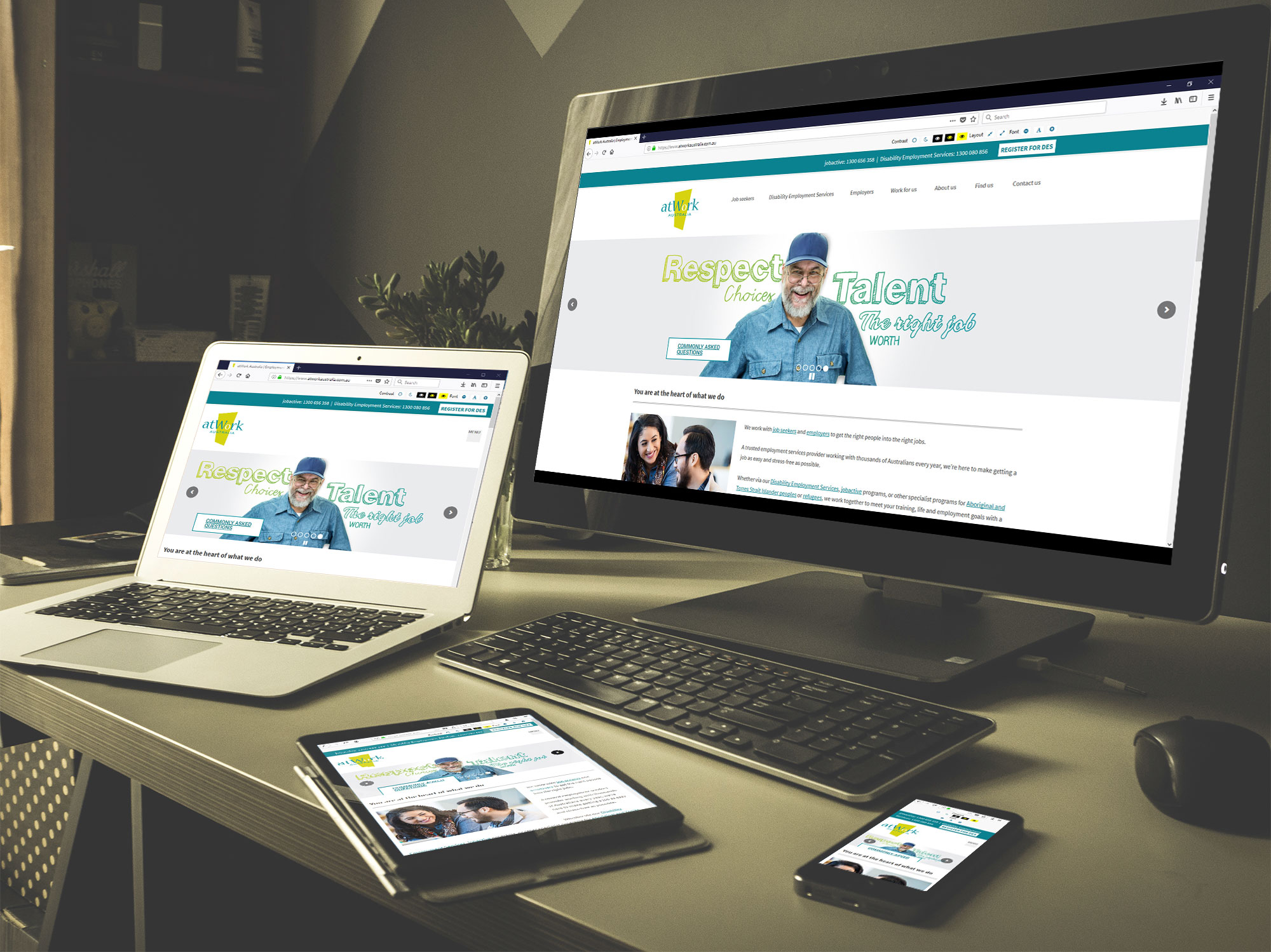 AtWork Australia website, demonstrating accessible web design features