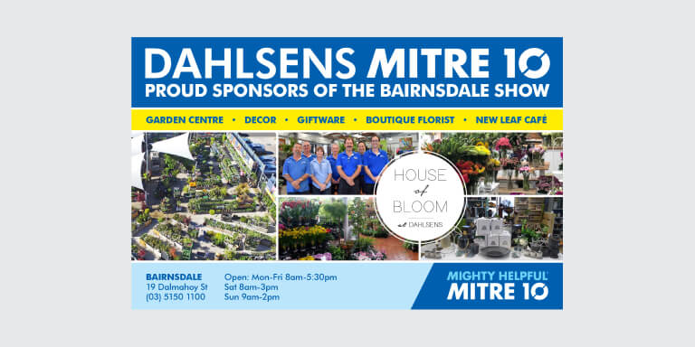 Dahlsens Mitre 10 print ad designed by MOO Marketing & Design graphic design team