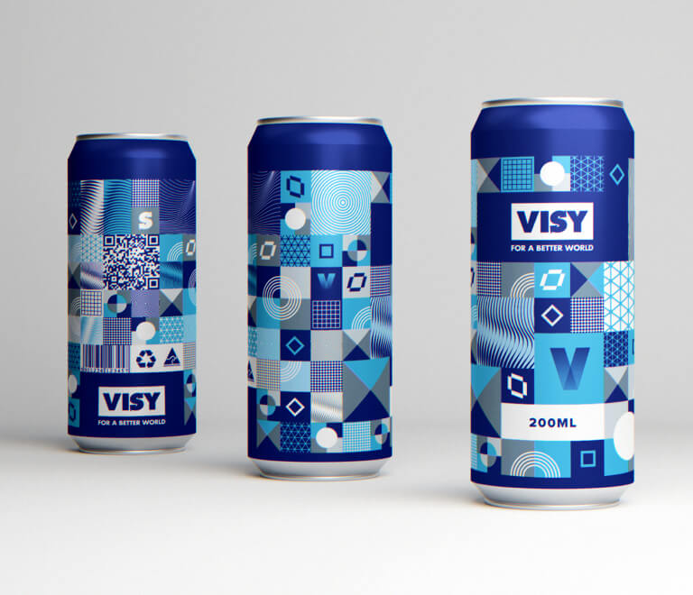 200ml cans of soft drink with Visy branding